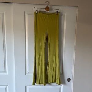 Aerie Green Wide Leg Ribbed Flares